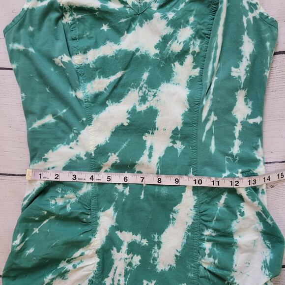 XCVI Wearables Size M Raymond Dress Green Tie Dye Stretch Ruching Sleeveless - Picture 5 of 9